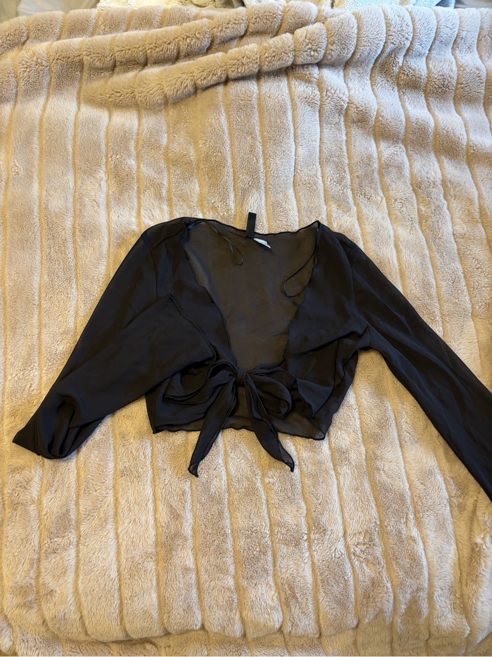 H&M Black Sheer Tie-Front Swim Coverup